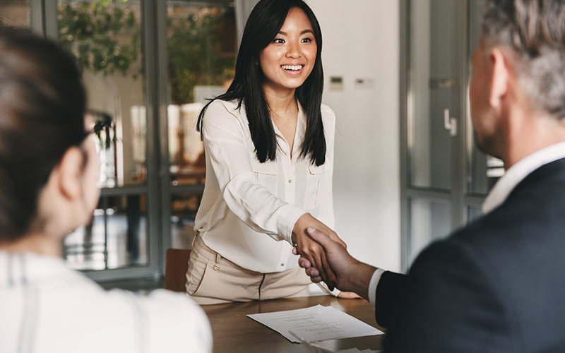 woman interviewing