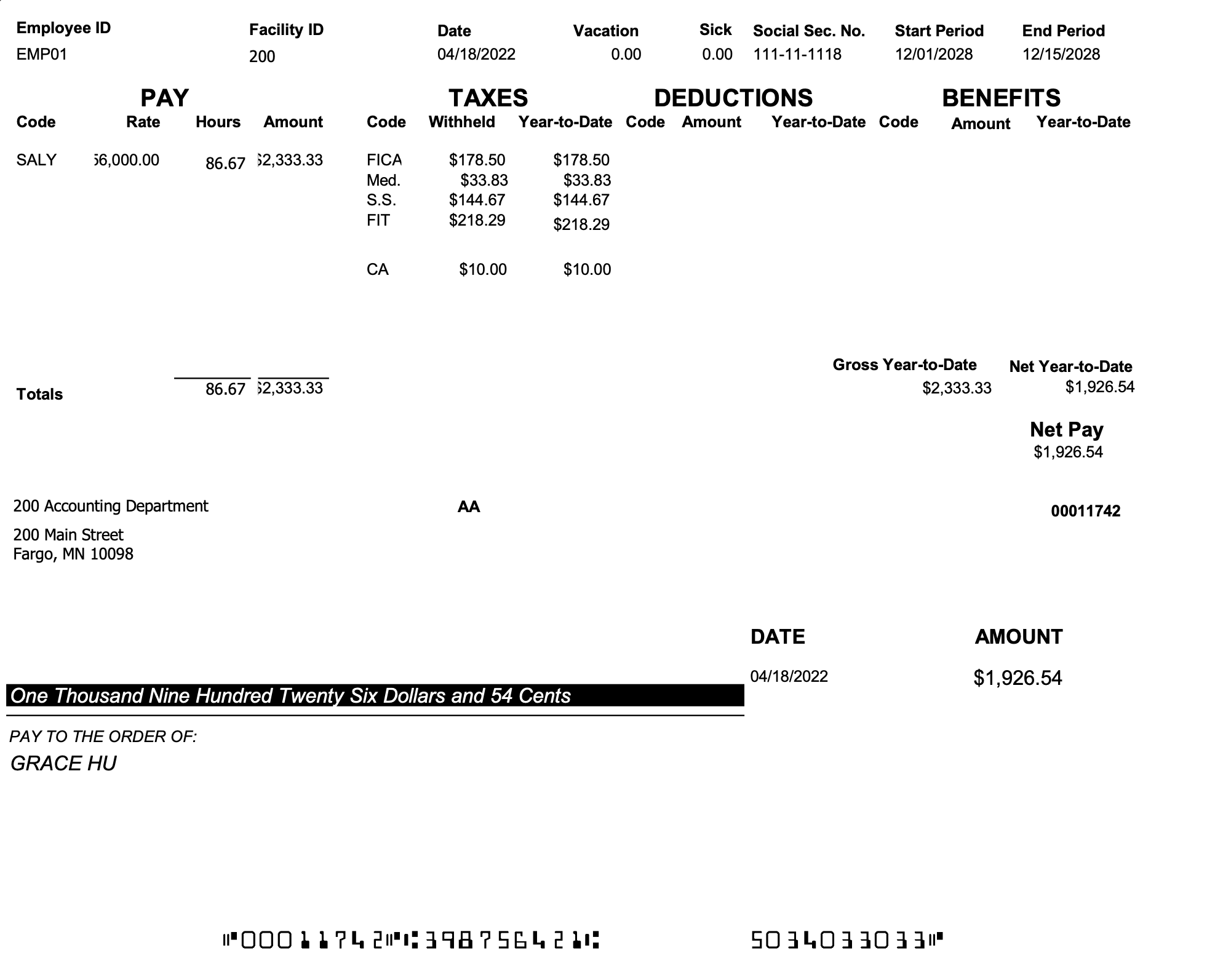 MEM Check Payroll