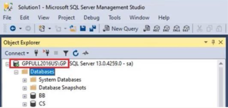 SQL Server Management Studio screen